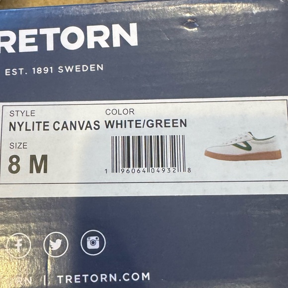Tretorn NYLife canvas sneakers white and green. Size 8.5 - Picture 5 of 5